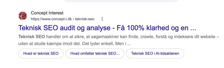 eksempel på hop til links i Google