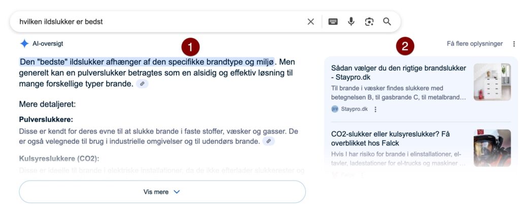 Eksempel på AI Overview i Google