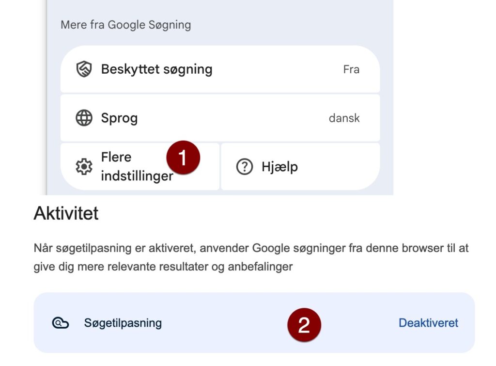 Fjern personalisering i Google
